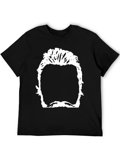 Camiseta Negra con Silueta Abstracta en Blanco