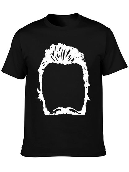 Camiseta Negra con Silueta Abstracta en Blanco