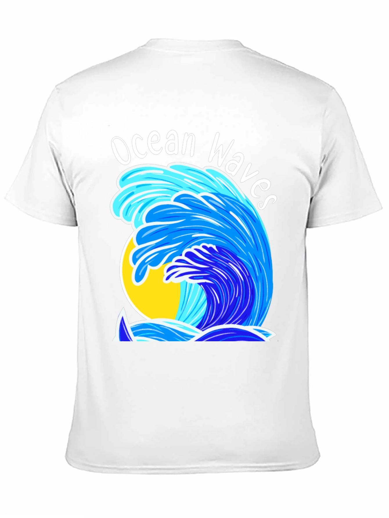 Camiseta Negra Olas del Océano Diseño Veraniego