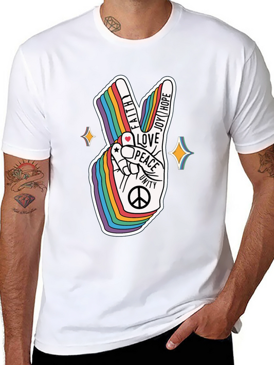 Camiseta Negra Paz y Amor LGBT Pride