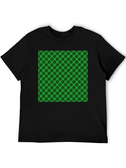 Camiseta Negra con Diseño Tartán Verde