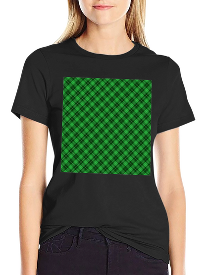Camiseta Negra con Diseño Tartán Verde