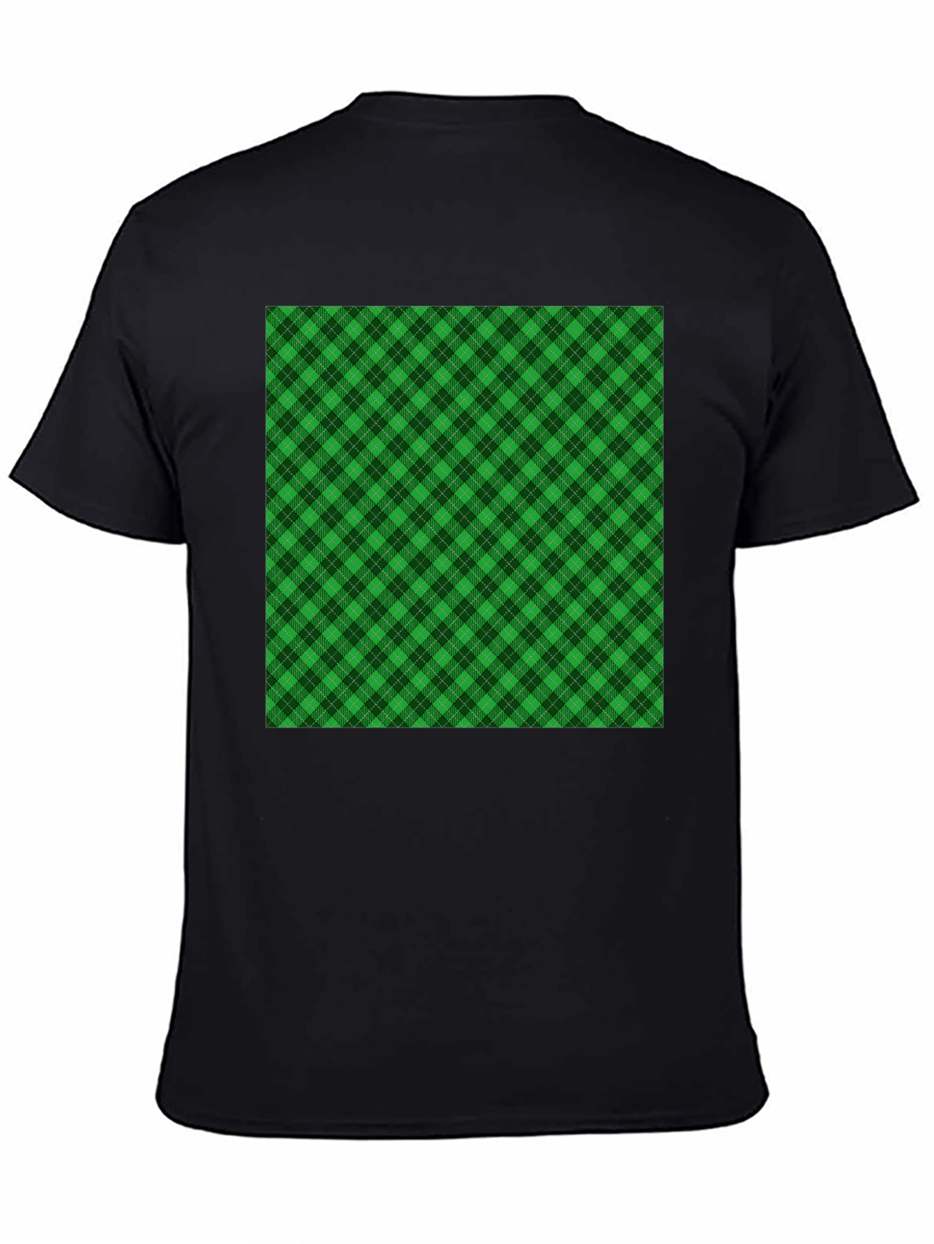 Camiseta Negra con Diseño Tartán Verde