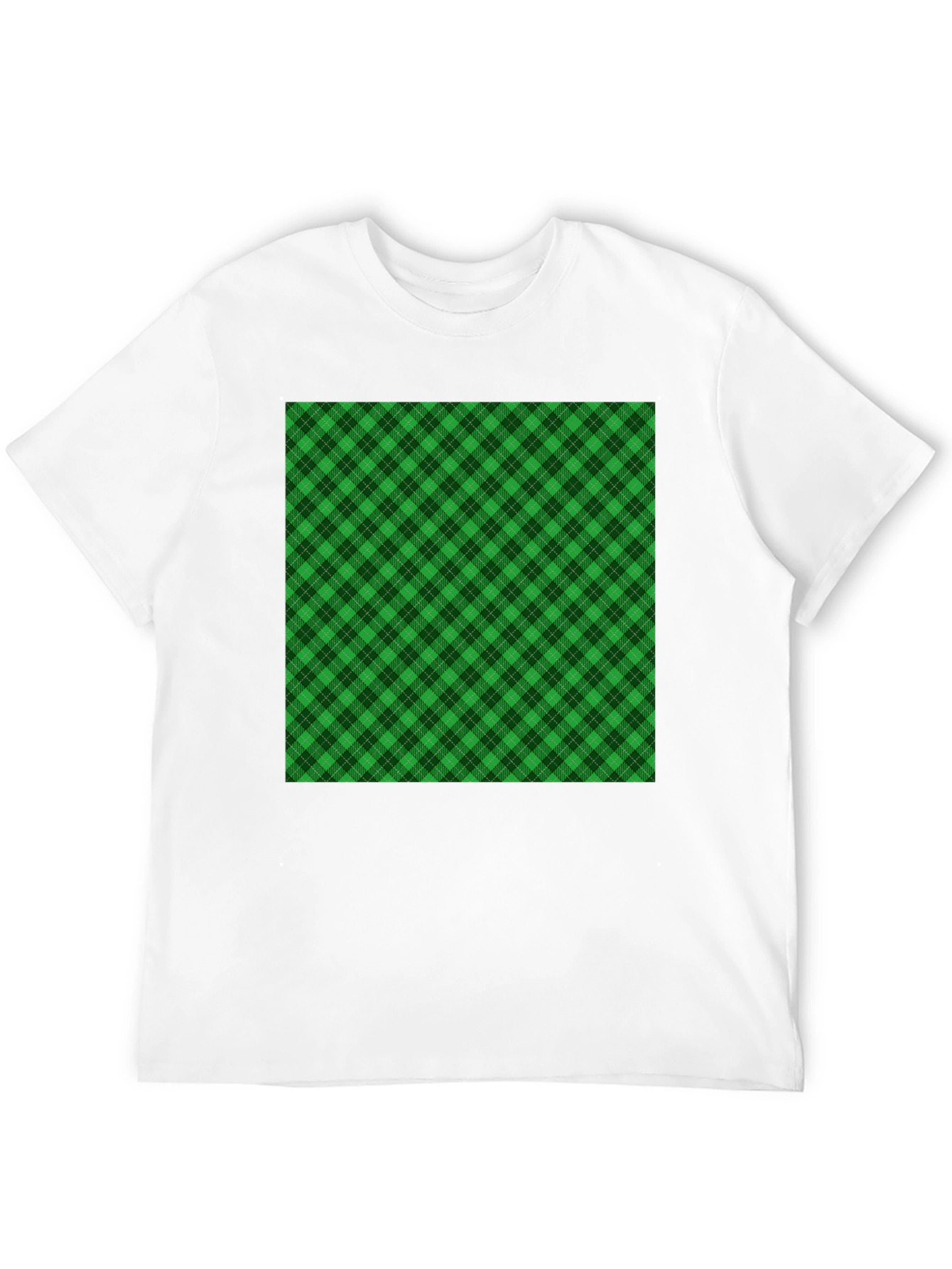 Camiseta Negra con Diseño Tartán Verde