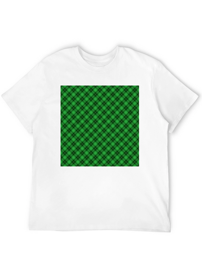 Camiseta Negra con Diseño Tartán Verde