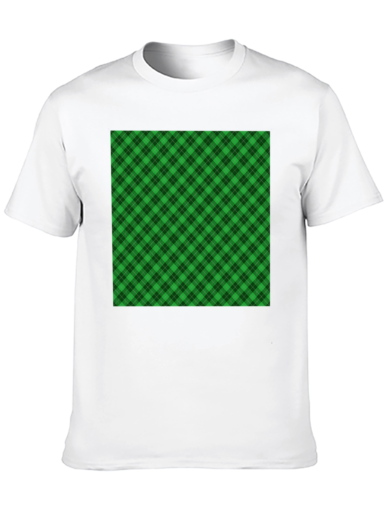 Camiseta Negra con Diseño Tartán Verde