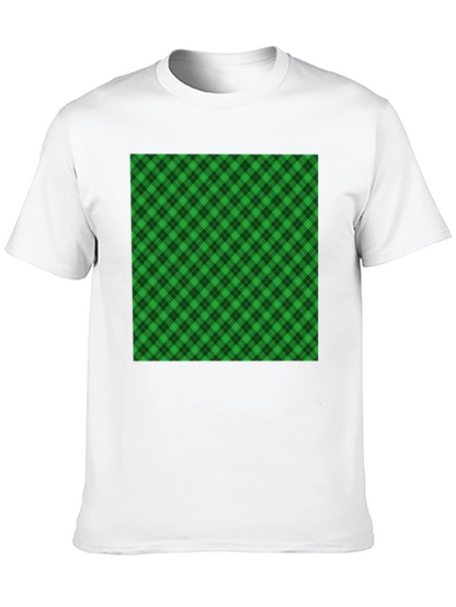 Camiseta Negra con Diseño Tartán Verde