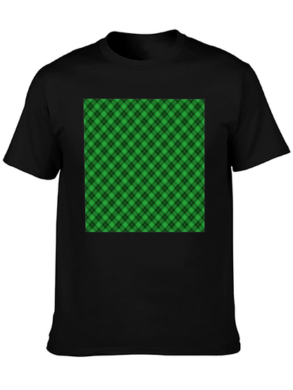 Camiseta Negra con Diseño Tartán Verde