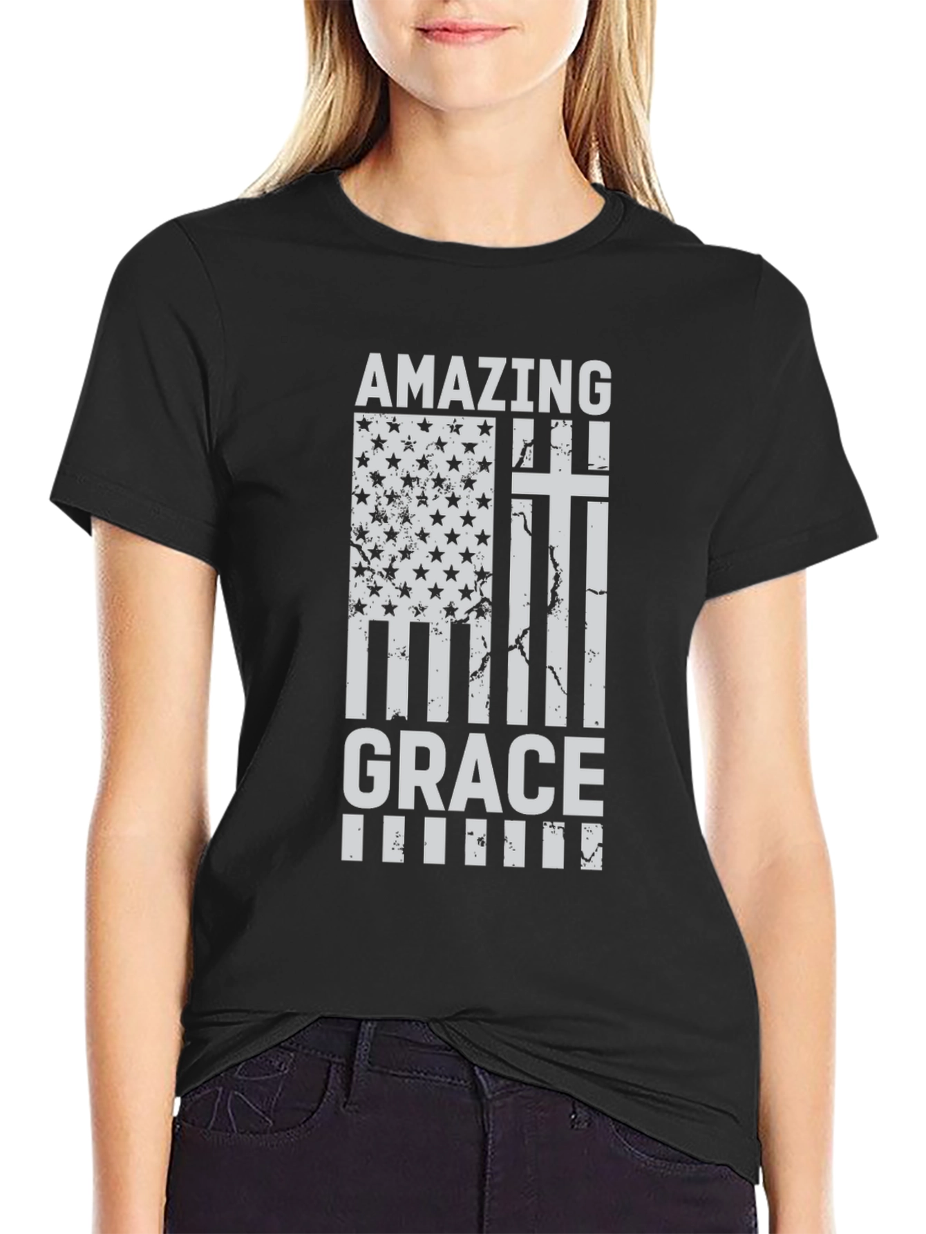 Camiseta Cristiana Amazing Grace - Diseño Patriótico