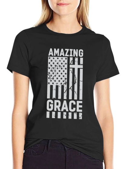 Camiseta Cristiana Amazing Grace - Diseño Patriótico