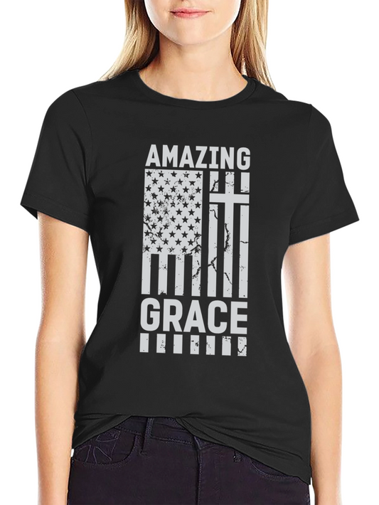 Camiseta Cristiana Amazing Grace - Diseño Patriótico