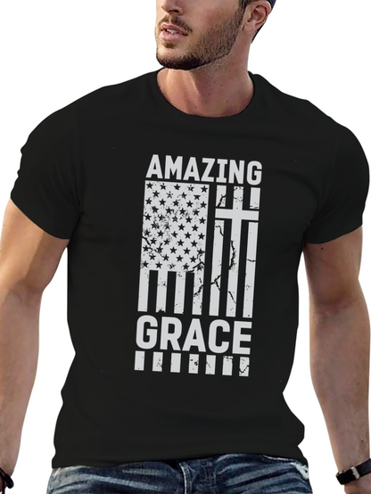 Camiseta Cristiana Amazing Grace - Diseño Patriótico