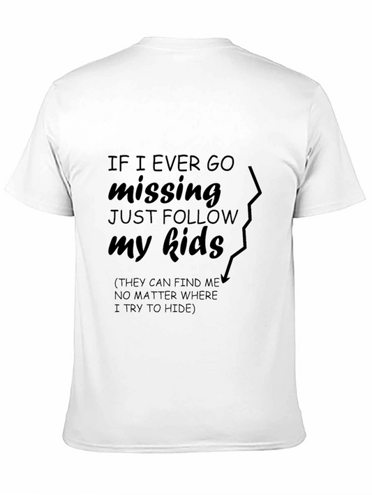 Camiseta Negra Divertida Si Me Pierdo Sigue a Mis Hijos
