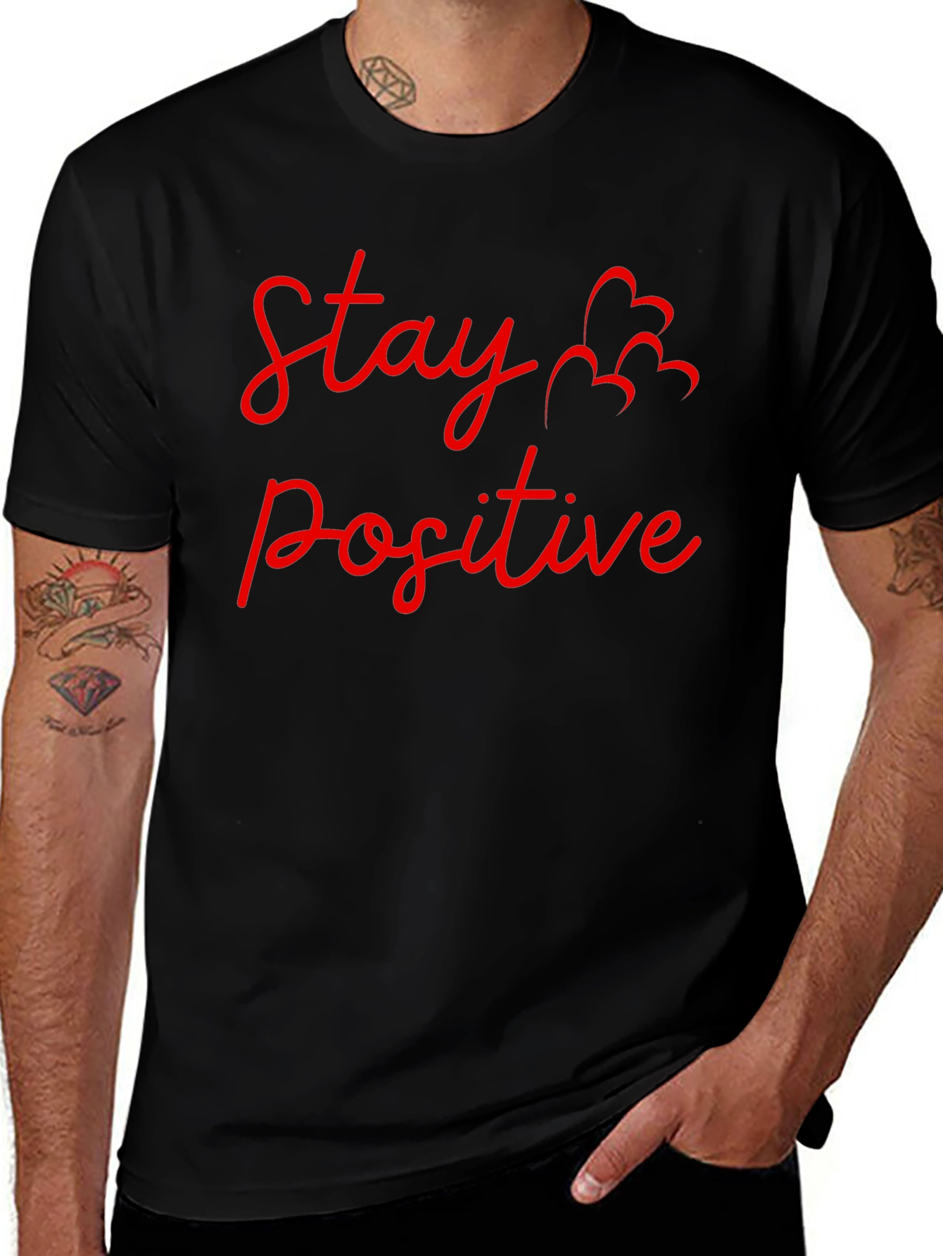 Camiseta Negra: Stay Positive - Diseño Motivador