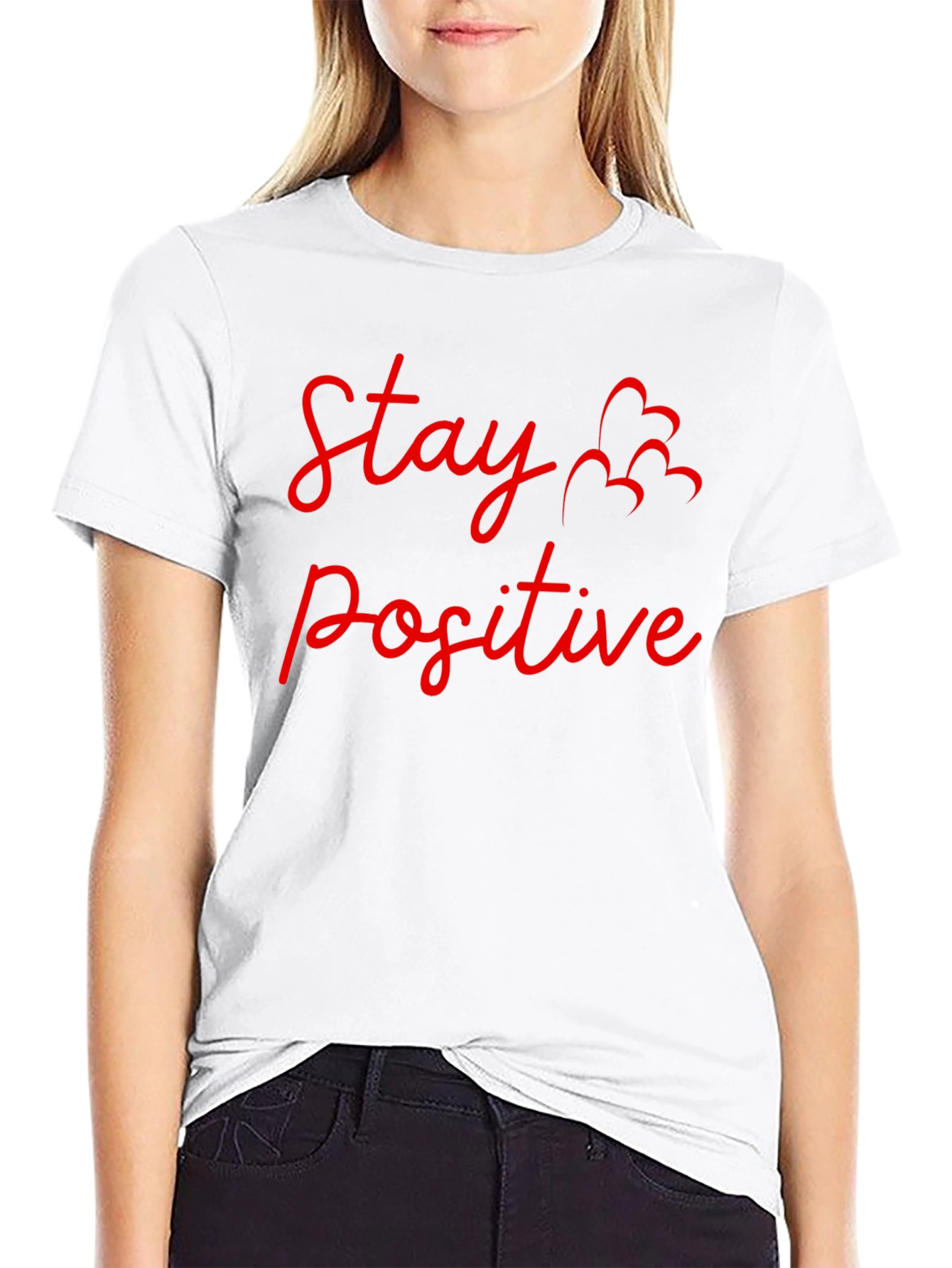 Camiseta Negra: Stay Positive - Diseño Motivador