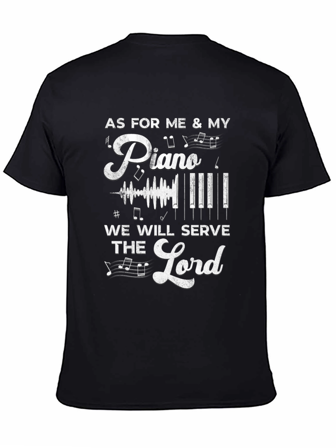 Camiseta Negra Piano y Servicio Religioso
