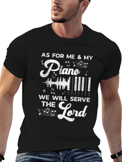 Camiseta Negra Piano y Servicio Religioso