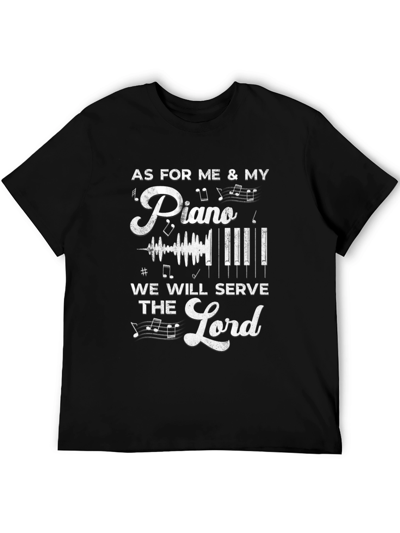 Camiseta Negra Piano y Servicio Religioso