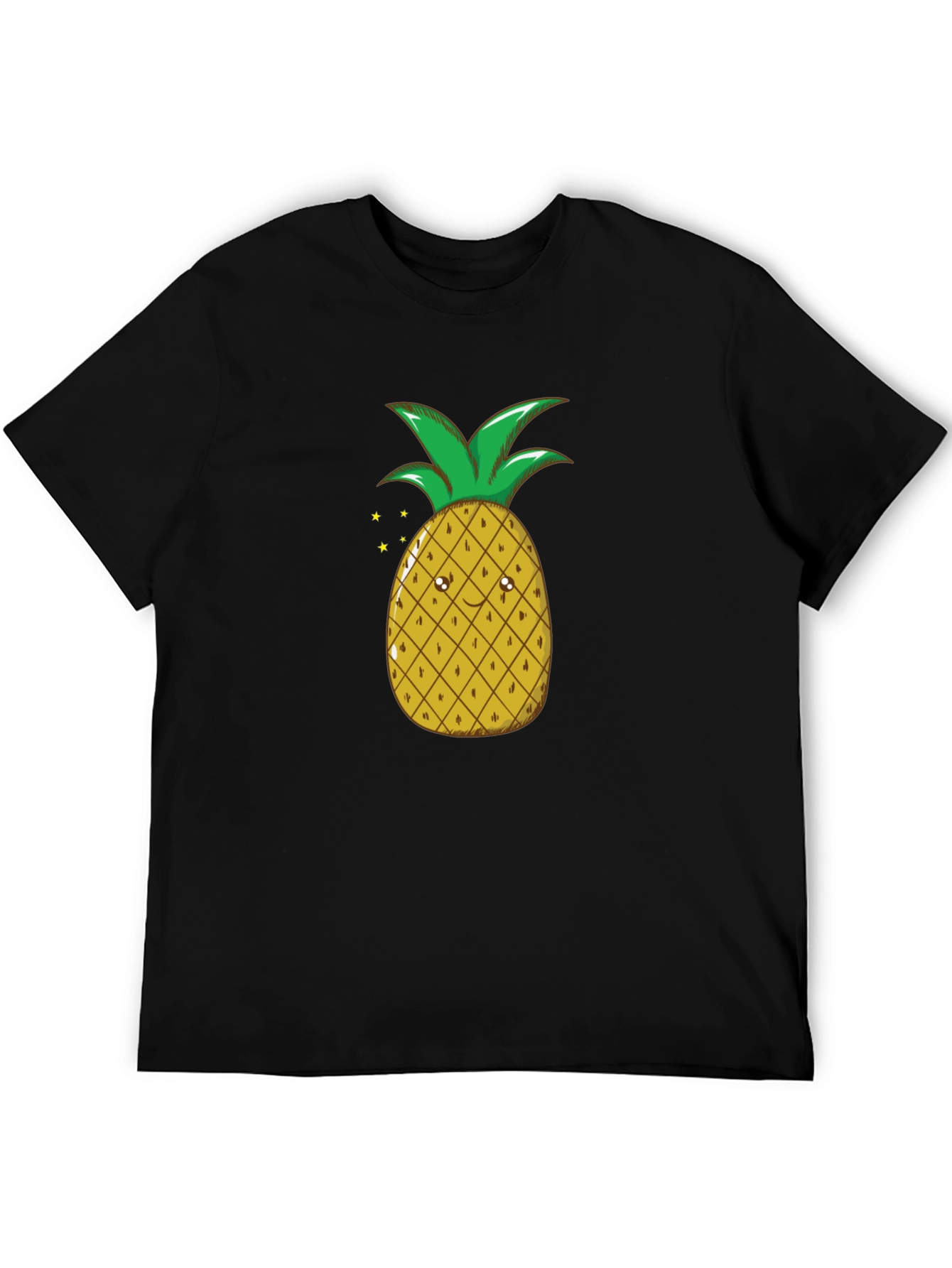 Camiseta Negra con Diseño de Piña Divertida