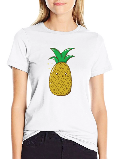 Camiseta Negra con Diseño de Piña Divertida