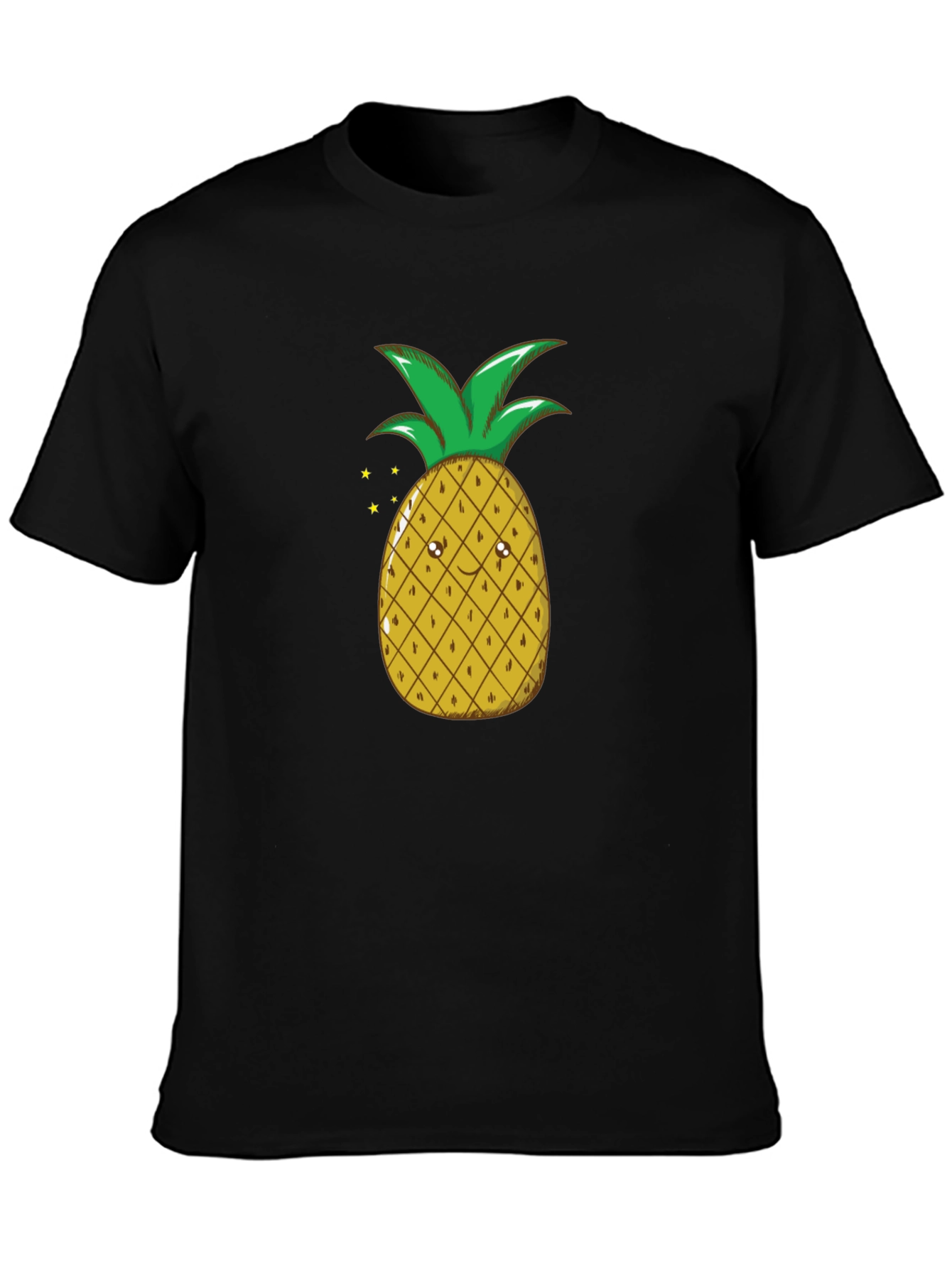 Camiseta Negra con Diseño de Piña Divertida