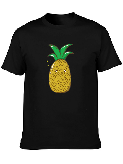 Camiseta Negra con Diseño de Piña Divertida