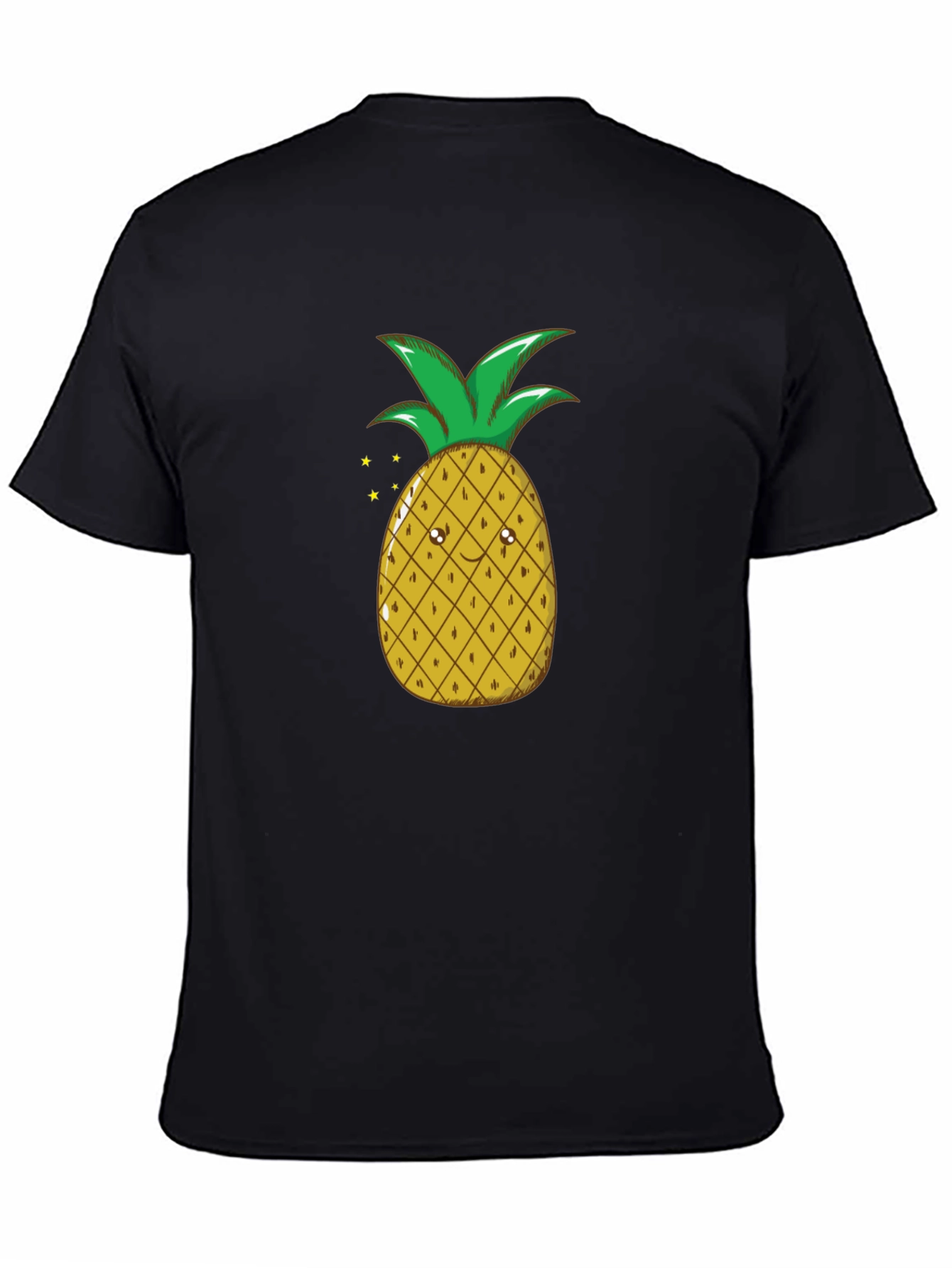Camiseta Negra con Diseño de Piña Divertida