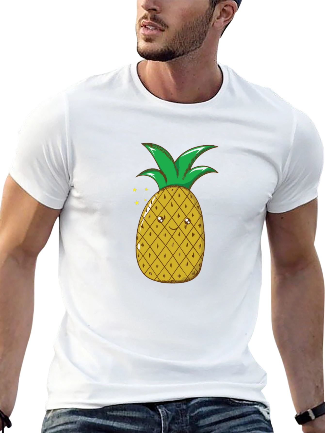 Camiseta Negra con Diseño de Piña Divertida