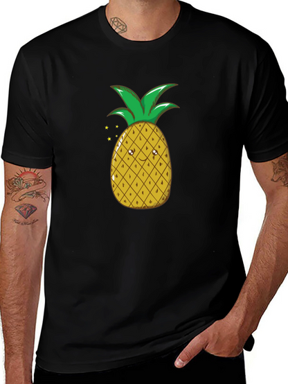 Camiseta Negra con Diseño de Piña Divertida
