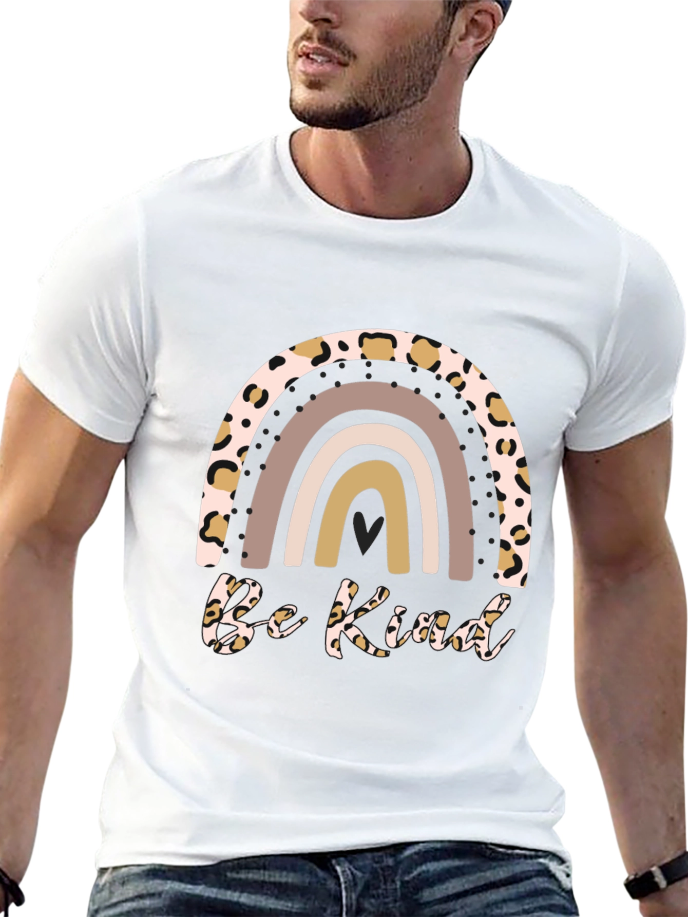 Camiseta Sé Amable con Arcoíris Animal Print