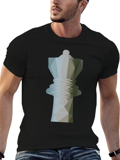 Camiseta Negra Ajedrez Reina Diseño Geométrico