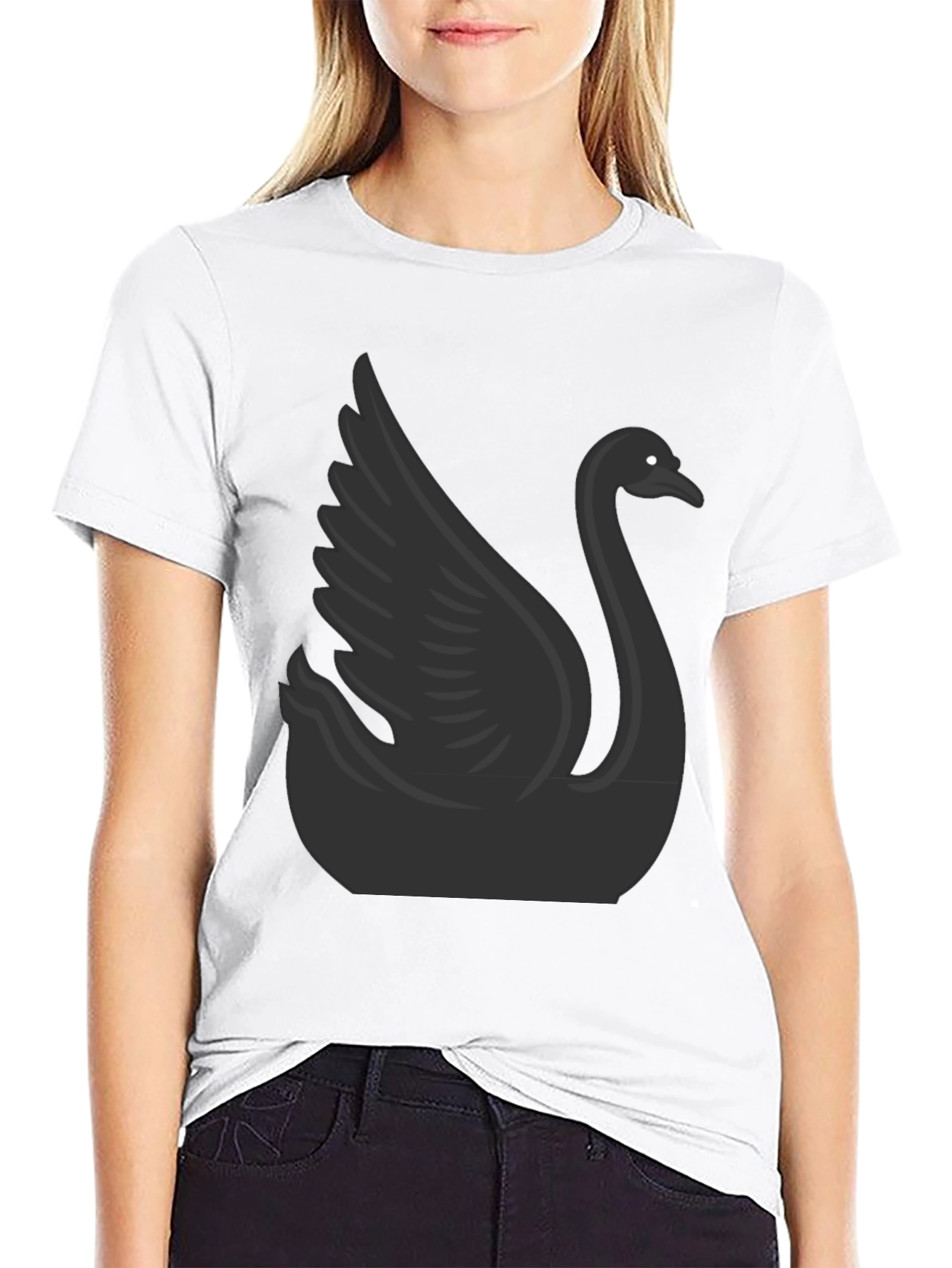 Camiseta Negra con Diseño de Cisne para Hombre