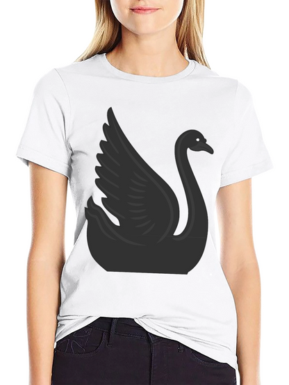 Camiseta Negra con Diseño de Cisne para Hombre