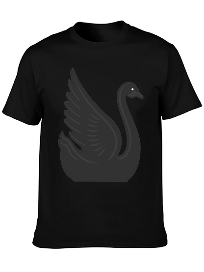 Camiseta Negra con Diseño de Cisne para Hombre