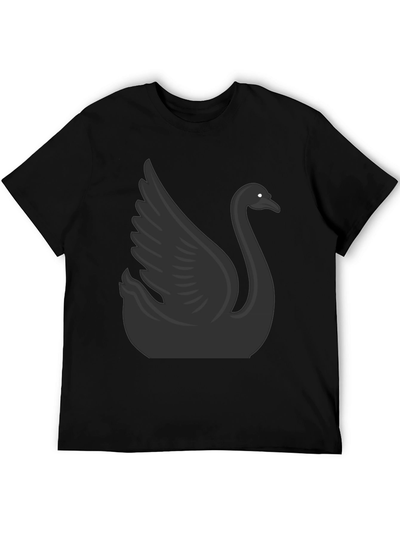 Camiseta Negra con Diseño de Cisne para Hombre