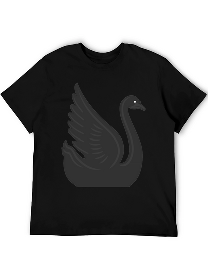 Camiseta Negra con Diseño de Cisne para Hombre
