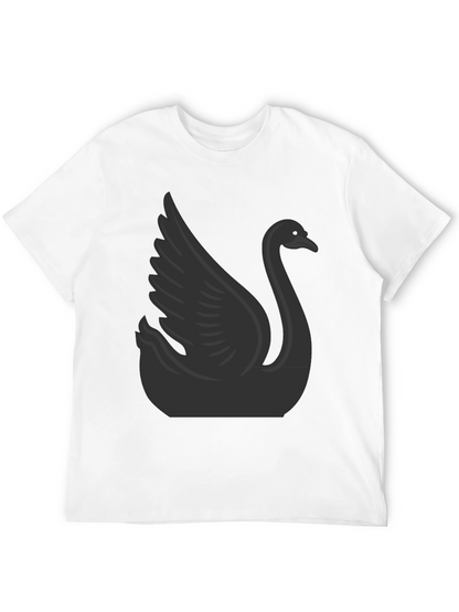 Camiseta Negra con Diseño de Cisne para Hombre