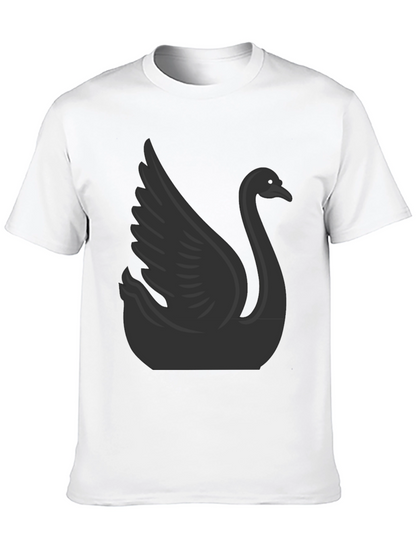 Camiseta Negra con Diseño de Cisne para Hombre