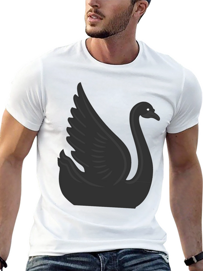 Camiseta Negra con Diseño de Cisne para Hombre