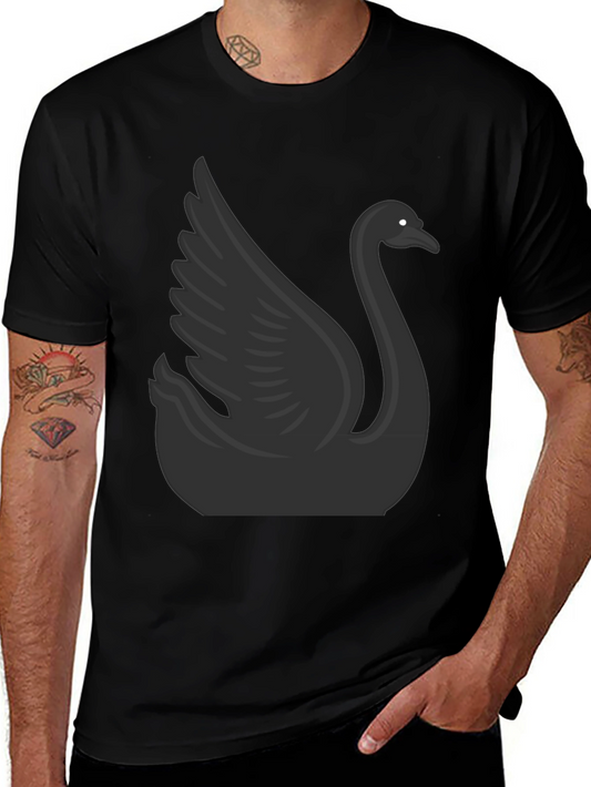 Camiseta Negra con Diseño de Cisne para Hombre