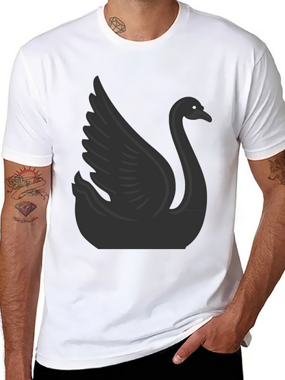 Camiseta Negra con Diseño de Cisne para Hombre