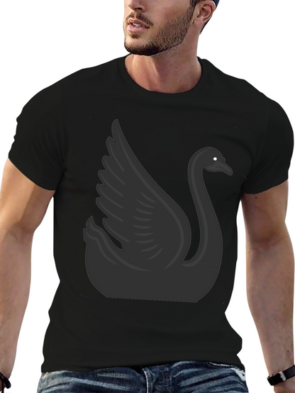 Camiseta Negra con Diseño de Cisne para Hombre