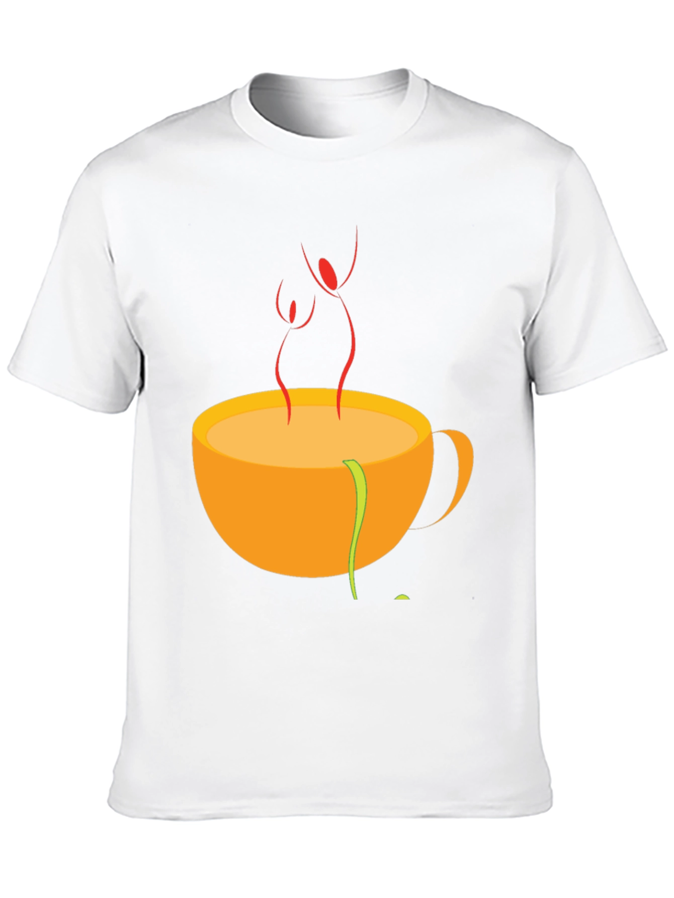 Camiseta Negra con Diseño de Taza de Café Abstracta
