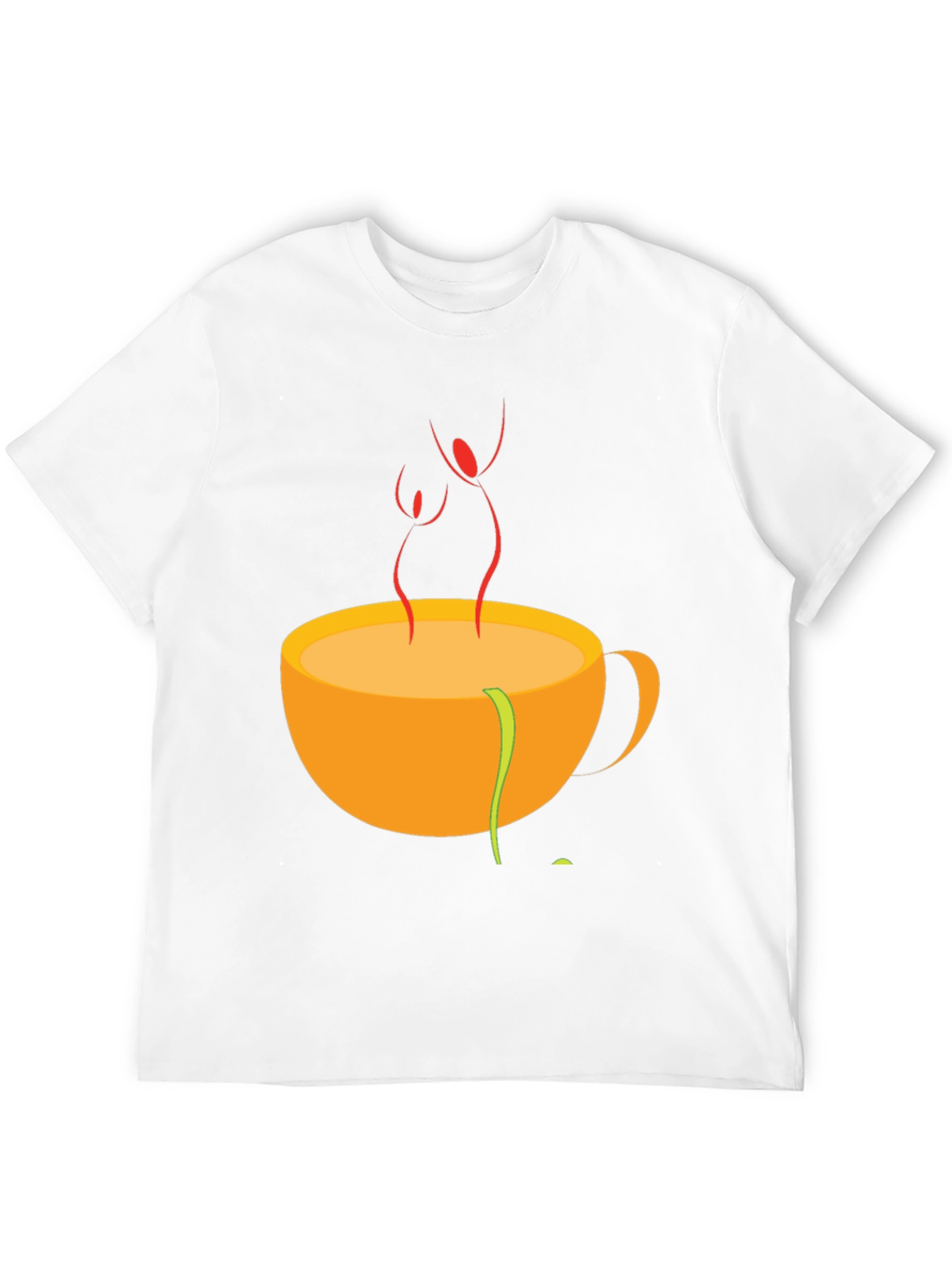 Camiseta Negra con Diseño de Taza de Café Abstracta