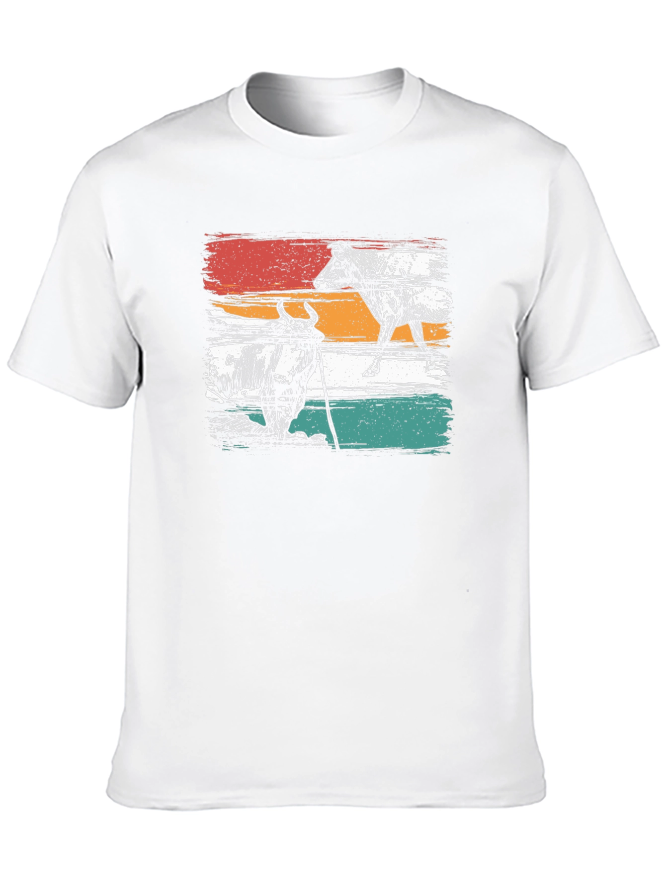 Camiseta Negra con Estampado Retro de Vacas