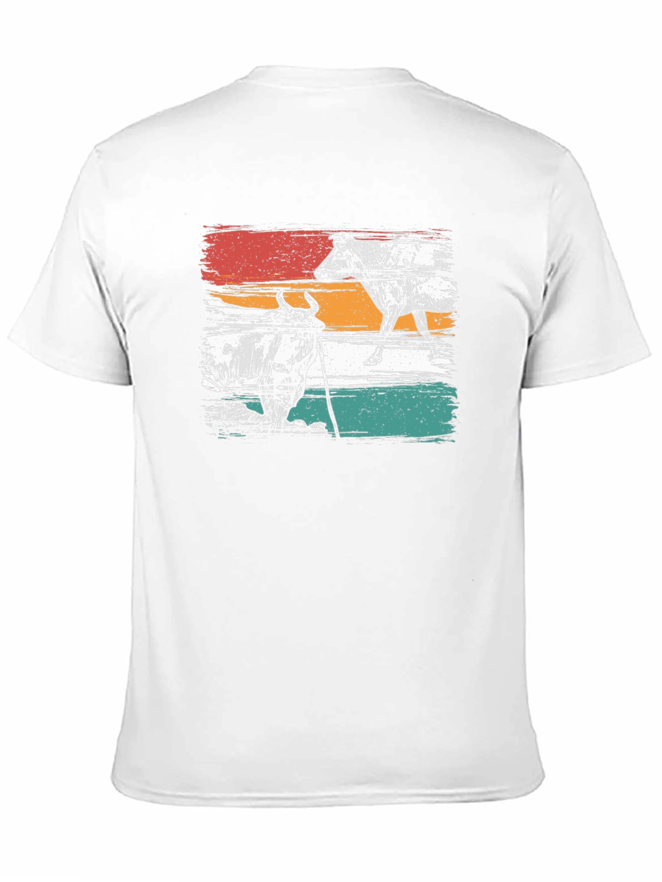 Camiseta Negra con Estampado Retro de Vacas