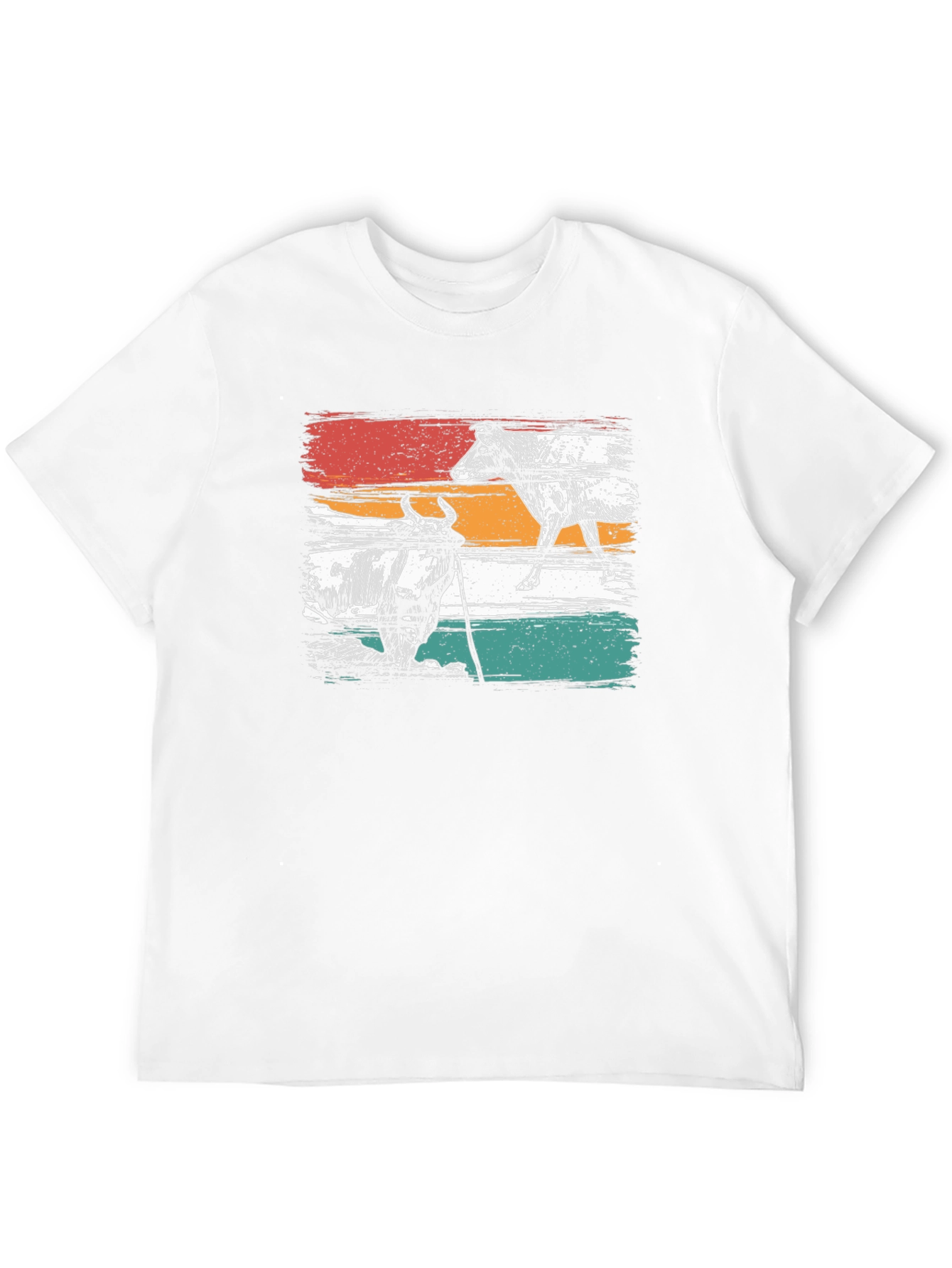 Camiseta Negra con Estampado Retro de Vacas