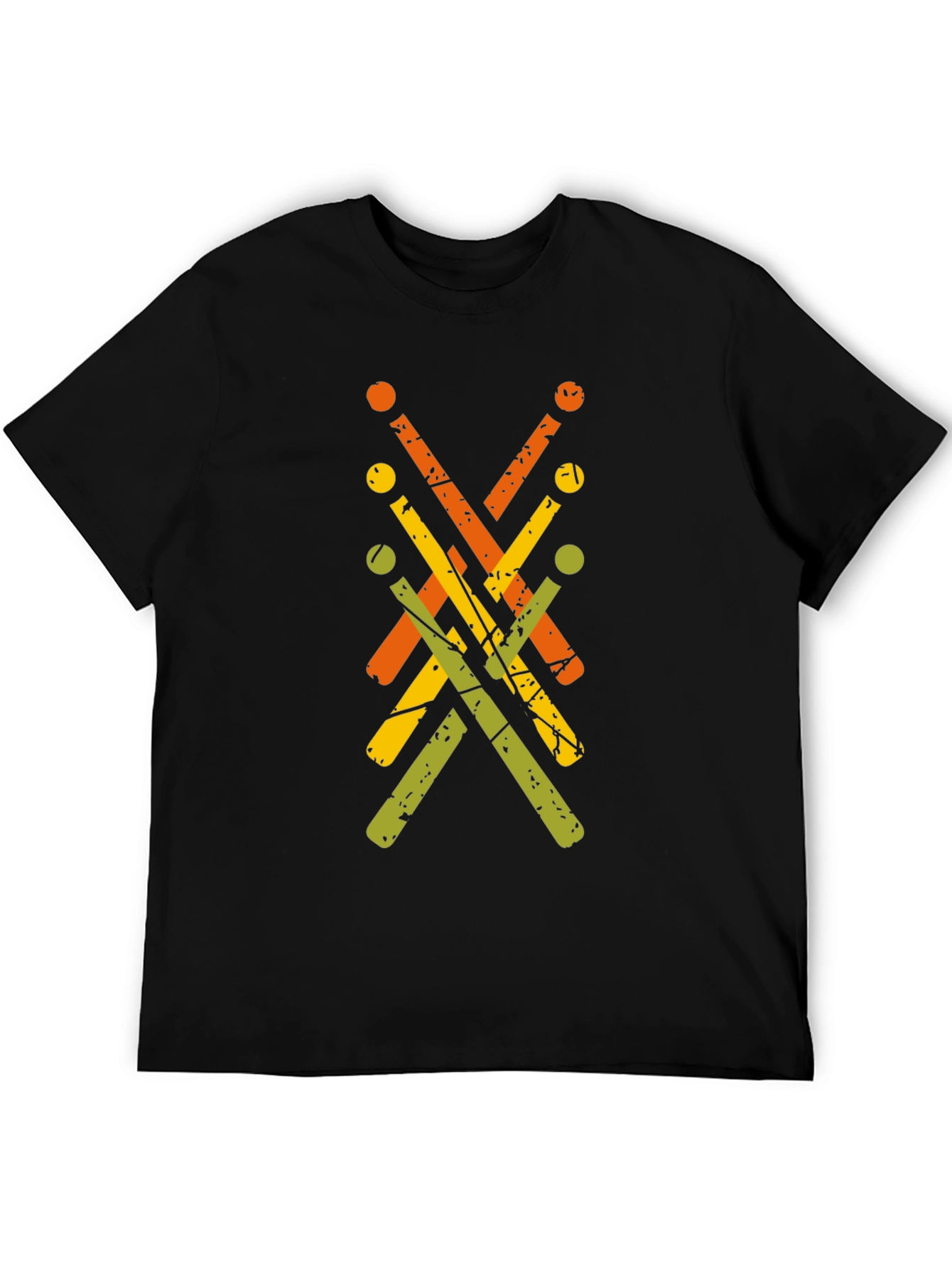 Camiseta Negra con Diseño Abstracto de Baquetas