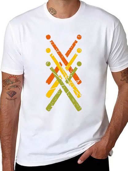 Camiseta Negra con Diseño Abstracto de Baquetas