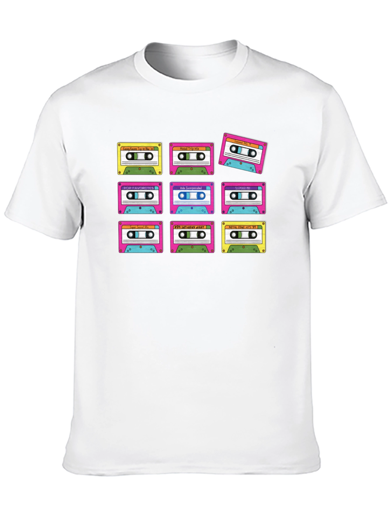 Camiseta Negra con Diseño Retro de Cassettes